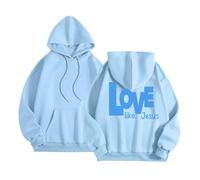 Felpe con cappuccio da donna Christian Love Like Jesus Comfort con cappuccio Abiti Dio Loose Fit Grafica Girocollo Trendy Casual Manica Lunga Felpe Y2K Sottile Trust In The Lord, Blu, S
