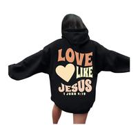 Felpe con cappuccio da donna Christian Love Like Jesus Estetica 2026 Lettera Grafica Pullover Vestiti Religioso Y2K Felpa con cappuccio Goth Faith I Love Jesus con cappuccio Trendy College, Nero , M