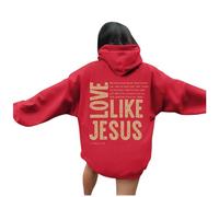 Felpe con cappuccio da donna Christian Love Like Jesus Fashion Lettera con cappuccio Y2K con cappuccio Pray The Lord abiti per adolescenti grafica estetica maglioni religiosi top religiosi, vino, XL