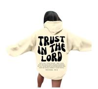 Felpe con cappuccio da donna Christian Trust In The Lord Teen a maniche lunghe casual con Gesù carino tinta unita con cappuccio dio pullover felpe con cappuccio per adolescenti grafica con cappuccio