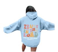 Felpe con cappuccio da donna Christian Trust In The Lord Y2K Gesù Casual Felpa con cappuccio Dio gotico Trendy Lettera Top Vintage I Love Jesus Faith con cappuccio Workou Divertente Comfort, Blu, S