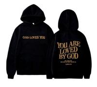 Felpe con cappuccio da donna Christian You Are Loved By God, a maniche lunghe, con stampa di Gesù, religioso, tinta unita, Y2K, con cappuccio, con scritta personalizzata Faith Pray The Lord, Nero , L
