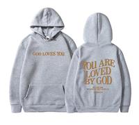 Felpe con cappuccio da donna Christian You Are Loved By God, a maniche lunghe, con stampa di Gesù, religioso, tinta unita, Y2K, con cappuccio, con scritta personalizzata Faith Pray The Lord, GY1., L