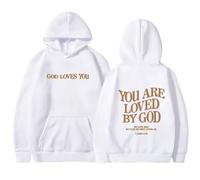 Felpe con cappuccio da donna Christian You Are Loved By God, a maniche lunghe, con stampa di Gesù, religioso, tinta unita, Y2K, con cappuccio, con scritta personalizzata Faith Pray The Lord, bianco, L