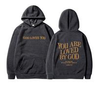 Felpe con cappuccio da donna Christian You Are Loved By God, a maniche lunghe, con stampa di Gesù, religioso, tinta unita, Y2K, con cappuccio, con scritta personalizzata Faith Pray The Lord, GY2., L