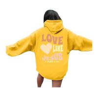 Felpe con cappuccio da donna con cappuccio con scritta "Gesus Love Like Jesus" da donna con cappuccio vestiti Dio 2026 Graphic Letter Outfits Trendy Essential I Love Jesus Faith Fall Cute Western