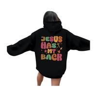 Felpe con cappuccio da donna con cappuccio con scritta "Jesus Jesus Has My Back" Christian Trendy Country con cappuccio Fede Felpe per adolescenti Graphic Western Vestiti Pray The Lord Maglioni