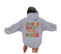 Felpe con cappuccio da donna con cappuccio con scritta "Jesus Jesus Has My Back" Christian Trendy Country con cappuccio Fede Felpe per adolescenti Graphic Western Vestiti Pray The Lord Maglioni