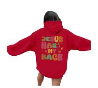 Felpe con cappuccio da donna con cappuccio con scritta "Jesus Jesus Has My Back" Christian Trendy Country con cappuccio Fede Felpe per adolescenti Graphic Western Vestiti Pray The Lord Maglioni