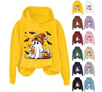 Felpe con cappuccio da donna con cappuccio divertenti fantasma felpe taglie forti costumi di Halloween a maniche lunghe top pullover alla moda abiti da festival, Marina Militare, XXXXL