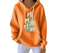 Felpe con cappuccio da donna con cappuccio, leggera, con cappuccio, oversize, autunnale, alla moda, a maniche lunghe, casual, per allenamento, feste, regali di Natale, Arancione, XL