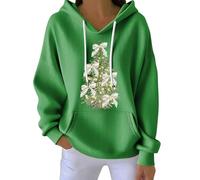 Felpe con cappuccio da donna con cappuccio, leggera, con cappuccio, oversize, autunnale, alla moda, a maniche lunghe, casual, per allenamento, feste, regali di Natale, Verde, L