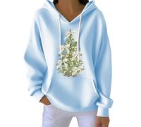 Felpe con cappuccio da donna con cappuccio, leggera, con cappuccio, oversize, autunnale, alla moda, a maniche lunghe, casual, per allenamento, feste, regali di Natale, Azzurro, 3XL