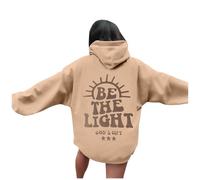 Felpe con cappuccio da donna con grafica Christian Be The Light, alla moda, atletica, lettera Gesù, Y2K, maglione gotico, per adolescenti, girocollo, morbido, abbigliamento religioso, carino top