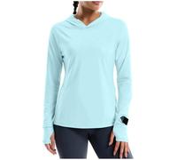 Felpe con cappuccio da donna con protezione solare del Regno Unito, pullover con cappuccio con tasche per il pollice casual a maniche lunghe magliette da trekking estive sport all'aperto maglietta per