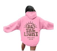 Felpe con cappuccio da donna con scritta "Gesù Be The Light" con grafica cristiana alla moda occidentale con cappuccio Trust In The Lord abiti per adolescenti Atletico Girocollo Lettera Autunno