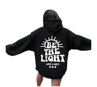 Felpe con cappuccio da donna con scritta "Gesù Be The Light" con grafica cristiana alla moda occidentale con cappuccio Trust In The Lord abiti per adolescenti Atletico Girocollo Lettera Autunno