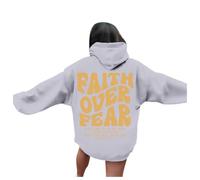 Felpe con cappuccio da donna con scritta "Gesù Faith Over Fear", alla moda, stile cristiano, Y2K, tinta unita, con scritta in lingua inglese "God", a maniche lunghe, casual, con scritta "Pray The Lord