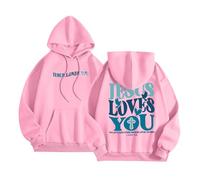 Felpe con cappuccio da donna con scritta "Gesù Gesù ti ama", vestibilità ampia, grafica cristiana, divertente, con scritta "Trust In The Lord", alla moda, con cappuccio, casual, carino, anime
