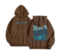 Felpe con cappuccio da donna con scritta "Gesù Gesù ti ama", vestibilità ampia, grafica cristiana, divertente, con scritta "Trust In The Lord", alla moda, con cappuccio, casual, carino, anime