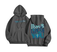 Felpe con cappuccio da donna con scritta "Gesù Gesù ti ama", vestibilità ampia, grafica cristiana, divertente, con scritta "Trust In The Lord", alla moda, con cappuccio, casual, carino, anime