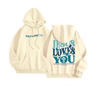 Felpe con cappuccio da donna con scritta "Gesù Gesù ti ama", vestibilità ampia, grafica cristiana, divertente, con scritta "Trust In The Lord", alla moda, con cappuccio, casual, carino, anime