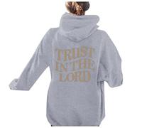 Felpe con cappuccio da donna con scritta "Gesù Trust In The Lord" Comfort Christian Trendy con cappuccio Pullover Felpe Fede Carino con cappuccio Manica Lunga Grafica Top 2025 Pray The Lord Religious