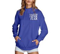 Felpe con cappuccio da donna con scritta "Jesus Faith Over Fear", alla moda, casual, con cappuccio, con scritta in lingua inglese "Trust In The Lord Religious", con design alla moda, Y2K, Blu, S