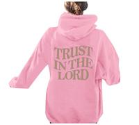 Felpe con cappuccio da donna con scritta "Jesus Trust In The Lord Workou Graphic Christian Fall Felpe con cappuccio I Love Jesus Trendy Top a maniche lunghe Fashion Cartoon Pray The Lord Jesus Saves