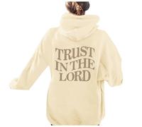 Felpe con cappuccio da donna con scritta "Jesus Trust In The Lord Workou Graphic Christian Fall Felpe con cappuccio I Love Jesus Trendy Top a maniche lunghe Fashion Cartoon Pray The Lord Jesus Saves