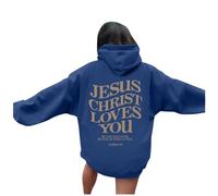 Felpe con cappuccio da donna con stampa Gesù Gesù Cristo Cristo e scritta cristiana alla moda Felpe con cappuccio God Workou Country Casual Felpe Goth Faith Pray The Lord con cappuccio 2025, Blu, S