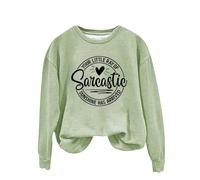 felpe con cappuccio da donna con stampa Your Little Of Sarcastic Sunshine Has Arrived girocollo semplice retrò felpa senza cappuccio carino felpe per le donne, Verde menta, S
