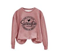 felpe con cappuccio da donna con stampa Your Little Of Sarcastic Sunshine Has Arrived girocollo semplice retrò felpa senza cappuccio carino felpe per le donne, rosa, S