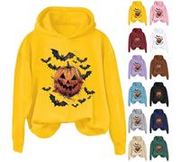 Felpe con cappuccio da donna di Halloween Carino Felpe di zucca Plus Size pipistrello Costumi di Halloween Top a maniche lunghe Pullover alla moda Abbigliamento Festival Abiti, Marina Militare, M