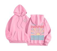 Felpe con cappuccio da donna Endless Summer Vintage Cute Graphic Pullover con cappuccio Felpe Cartoon Comfort Beach Casual Top Morbido con cappuccio Y2K College 2025 Essenziale Vestibilità ampia Anime