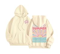 Felpe con cappuccio da donna Endless Summer Vintage Cute Graphic Pullover con cappuccio Felpe Cartoon Comfort Beach Casual Top Morbido con cappuccio Y2K College 2025 Essenziale Vestibilità ampia Anime