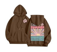 Felpe con cappuccio da donna estive senza fine con cartoni animati, vestibilità ampia, grafica, spiaggia, con cappuccio, carino, casual, pullover gotico, 2025, essenziale, autunno, country, comfort