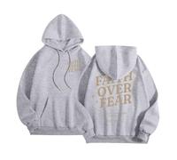 Felpe con cappuccio da donna Faith Over Fear Plain Fit casual Jesus Pullover Top Backwoods Trendy estate con cappuccio Beach Graphic Christian Outfits con cappuccio autunno fresco Y2K Goth carino