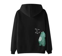 Felpe con cappuccio da donna foderate in pile calde larghe spesse con cappuccio felpe alla moda a maniche lunghe foderate in lana tinta unita dinosauro coppia abiti 2025 con fodera in pile University