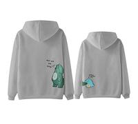 Felpe con cappuccio da donna foderate in pile calde larghe spesse con cappuccio felpe alla moda a maniche lunghe foderate in lana tinta unita dinosauro coppia abiti 2025 con fodera in pile University