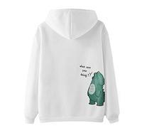 Felpe con cappuccio da donna foderate in pile calde larghe spesse con cappuccio felpe alla moda a maniche lunghe foderate in lana tinta unita dinosauro coppia abiti 2025 con fodera in pile University