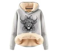 Felpe con cappuccio da donna foderate in pile pullover invernale termico con cappuccio felpe con fodera in pile isolato tinta unita spessa colorata foderato in lana felpe con cappuccio occidentale