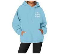 Felpe con cappuccio da donna I Am A Child of God Fall Cute Graphic Trendy Y2K Cartoon Pullover Felpe con cappuccio Casual Manica Lunga Goth Felpe Vestiti Workou College, Blu, XXL
