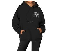 Felpe con cappuccio da donna I Am A Child of God University Trendy Casual Graphic con cappuccio Pullover Felpe con cappuccio Sottile 2025 Abiti a maniche lunghe con disegni con cappuccio Y2K