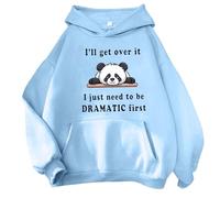 Felpe con cappuccio da donna I'Ll Get Over It, I Just Need to Be Dramatic First Panda con cappuccio carino gotico abiti con cappuccio maglioni alla moda autunno sottile grafico comfort estetico gotico