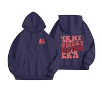 Felpe con cappuccio da donna in My Sweet Sixteen Era Lettera Stampa Coulisse Felpa con Cappuccio con Tasca Y2K Vestiti per ragazze adolescenti, Marina Militare, 5XL