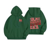 Felpe con cappuccio da donna in My Sweet Sixteen Era Lettera Stampa Coulisse Felpa con Cappuccio con Tasca Y2K Vestiti per ragazze adolescenti, Verde, 5XL