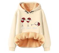 Felpe con cappuccio da donna in pile natalizio divertente a maniche lunghe pullover top larghi all'aperto modello elfo maglione leggero autunno adolescenti abbigliamento sportivo