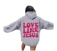 Felpe con cappuccio da donna Jesus Love Like Jesus University Autunno Grafica Cristiana con cappuccio Abiti Fede Personalizzato Lettera Y2K Casual Felpe Oversize Essenziale Dio religioso, Grigio, L