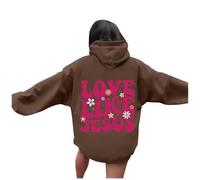 Felpe con cappuccio da donna Jesus Love Like Jesus University Autunno Grafica Cristiana con cappuccio Abiti Fede Personalizzato Lettera Y2K Casual Felpe Oversize Essenziale Dio religioso, Caff, L